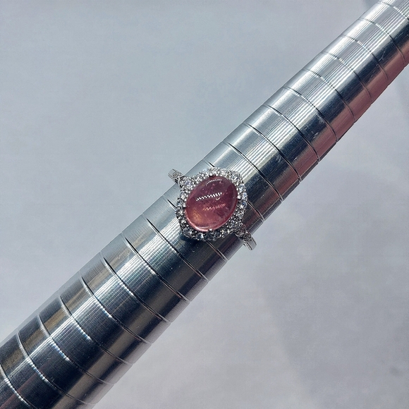 .•°Happy🌛Moon°•. Jewelry - 2.7ct Pink Tourmaline Princess Halo Ring In Sterling Silver